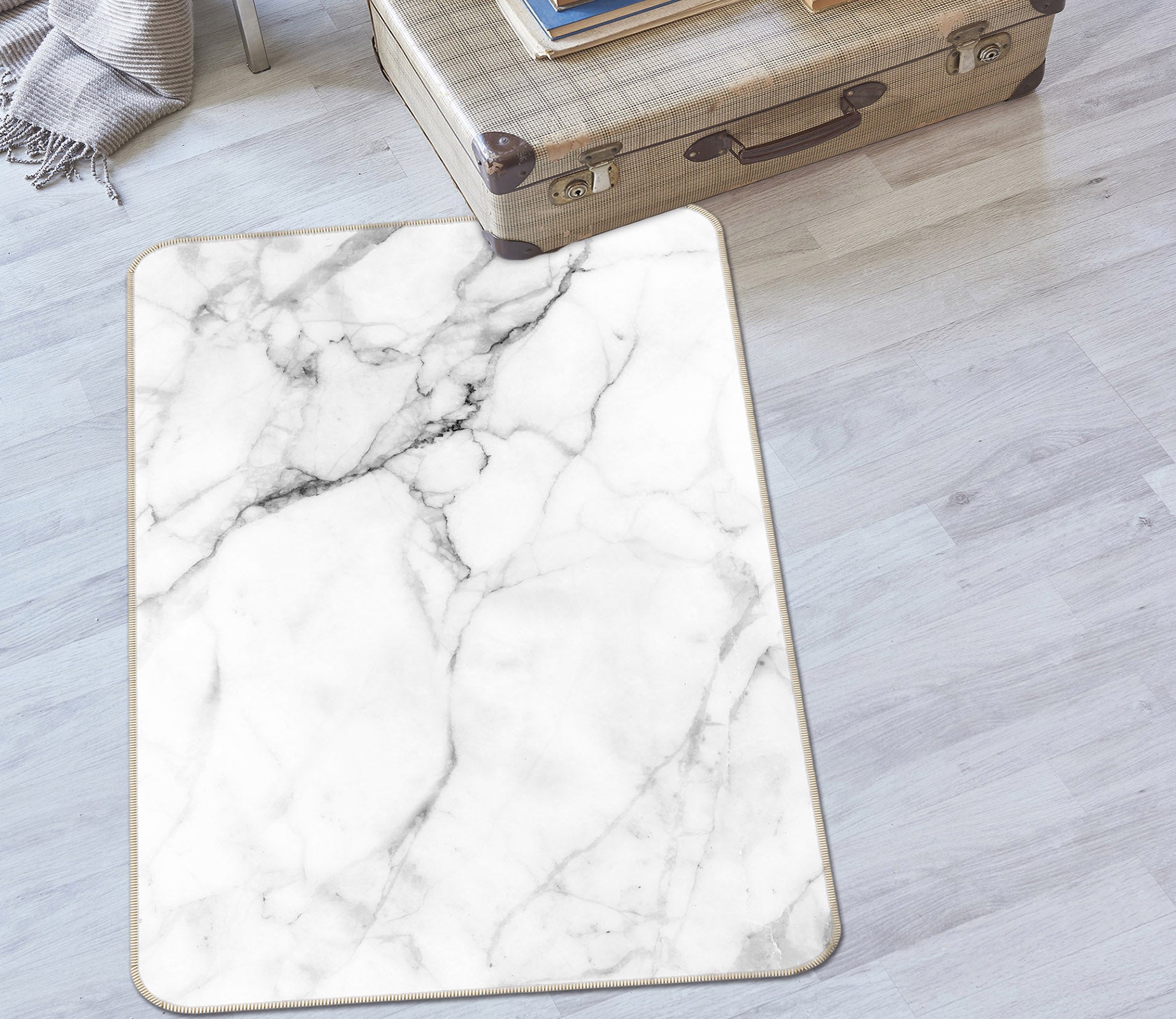 3D White Marble 26056 Non Slip Rug Mat
