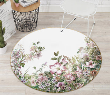 3D Flower Bush 29083 Round Non Slip Rug Mat