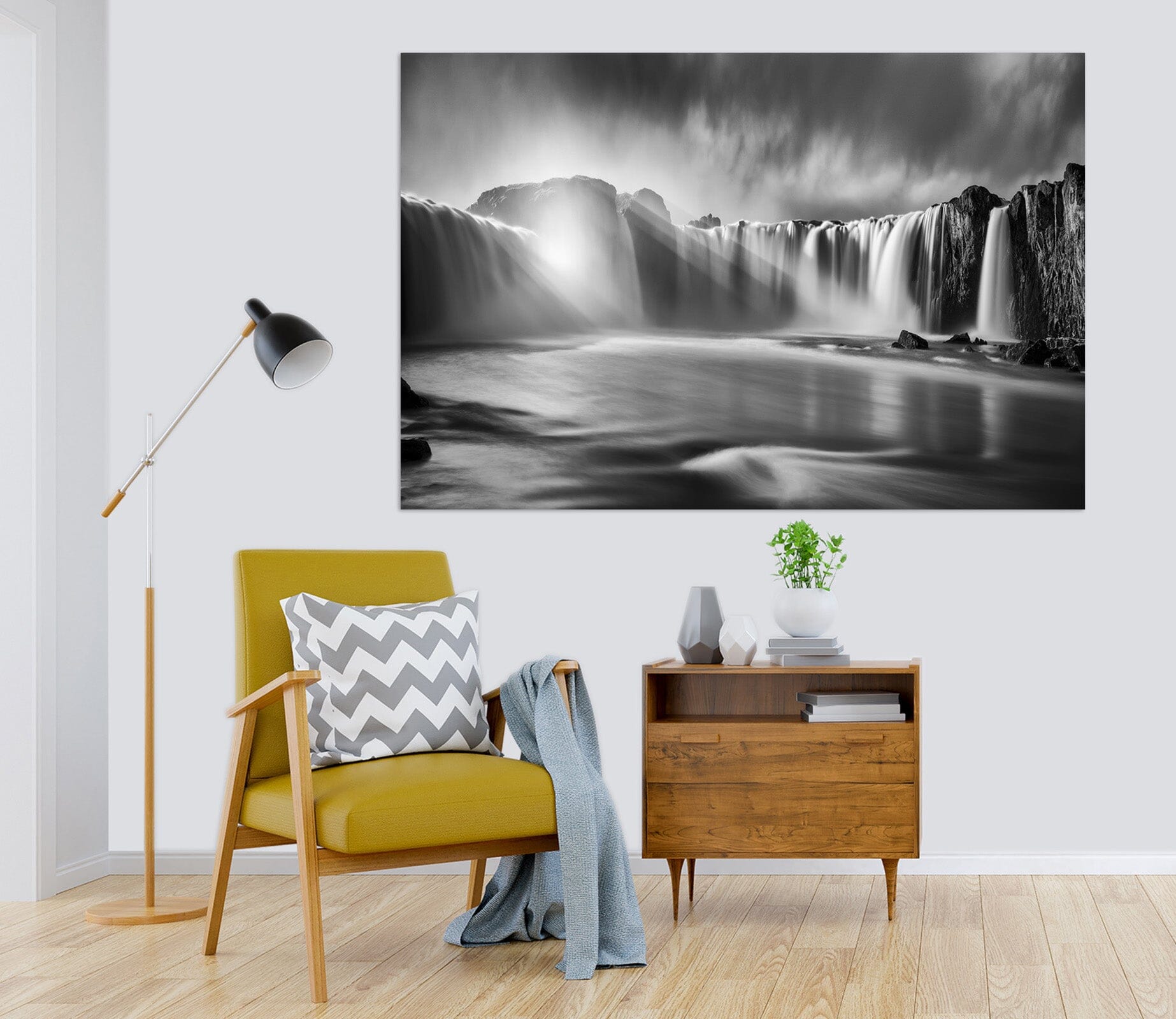 3D Grey Waterfall 174 Marco Carmassi Wall Sticker Wallpaper AJ Wallpaper 2 