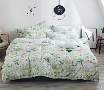 3D Light Green Floral 6155 Bed Pillowcases Quilt