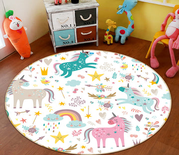 3D Color Unicorn 64170 Round Non Slip Rug Mat