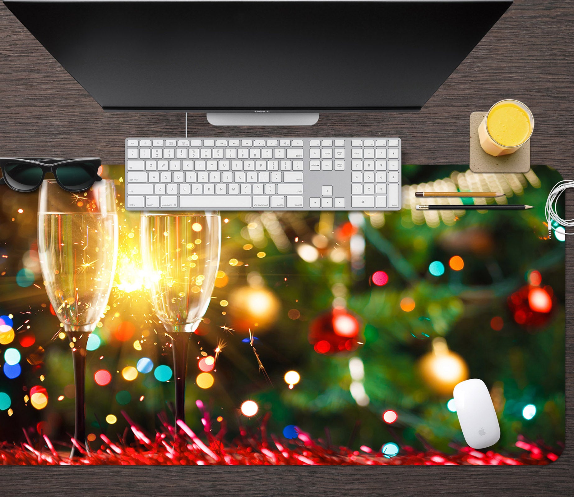 3D Wine Glass 51179 Christmas Desk Mat Xmas
