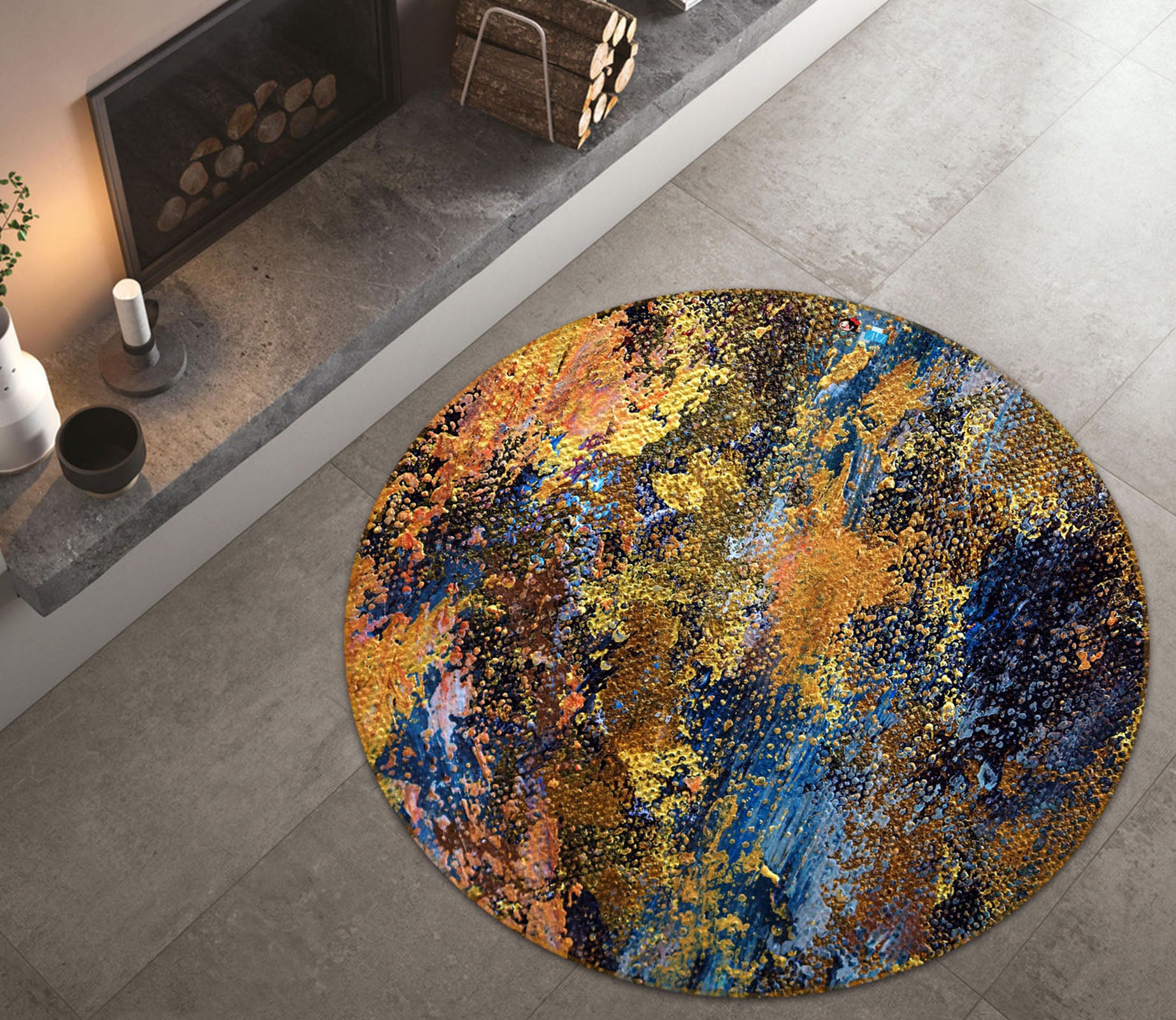 3D Pattern 71259 Round Non Slip Rug Mat