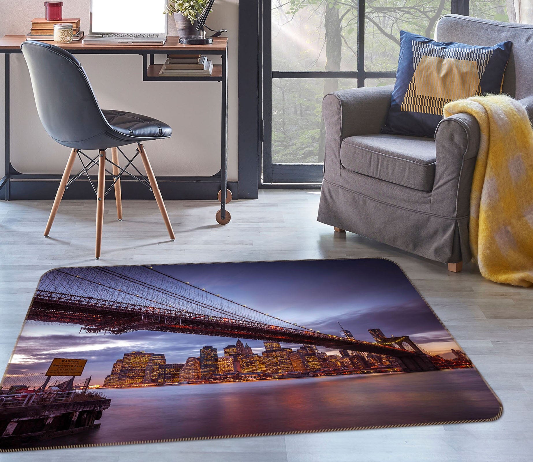 3D River Bridge 3016 Assaf Frank Rug Non Slip Rug Mat Mat AJ Creativity Home 