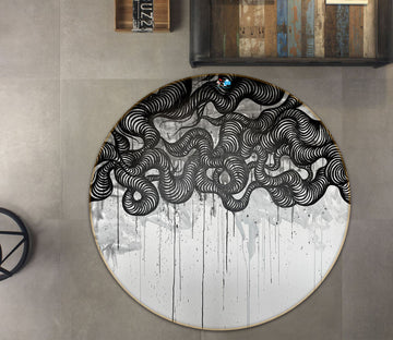 3D Black Sketch 8256 Jacqueline Reynoso Rug Round Non Slip Rug Mat