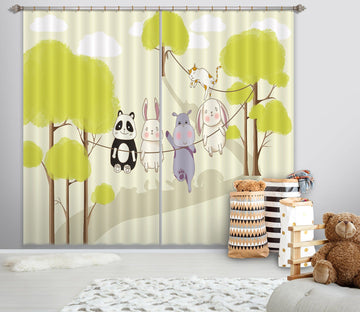 3D Animal Forest 733 Curtains Drapes Wallpaper AJ Wallpaper 