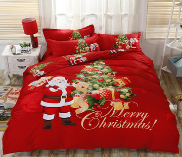 3D Santa Christmas Tree 46015 Christmas Quilt Duvet Cover Xmas Bed Pillowcases