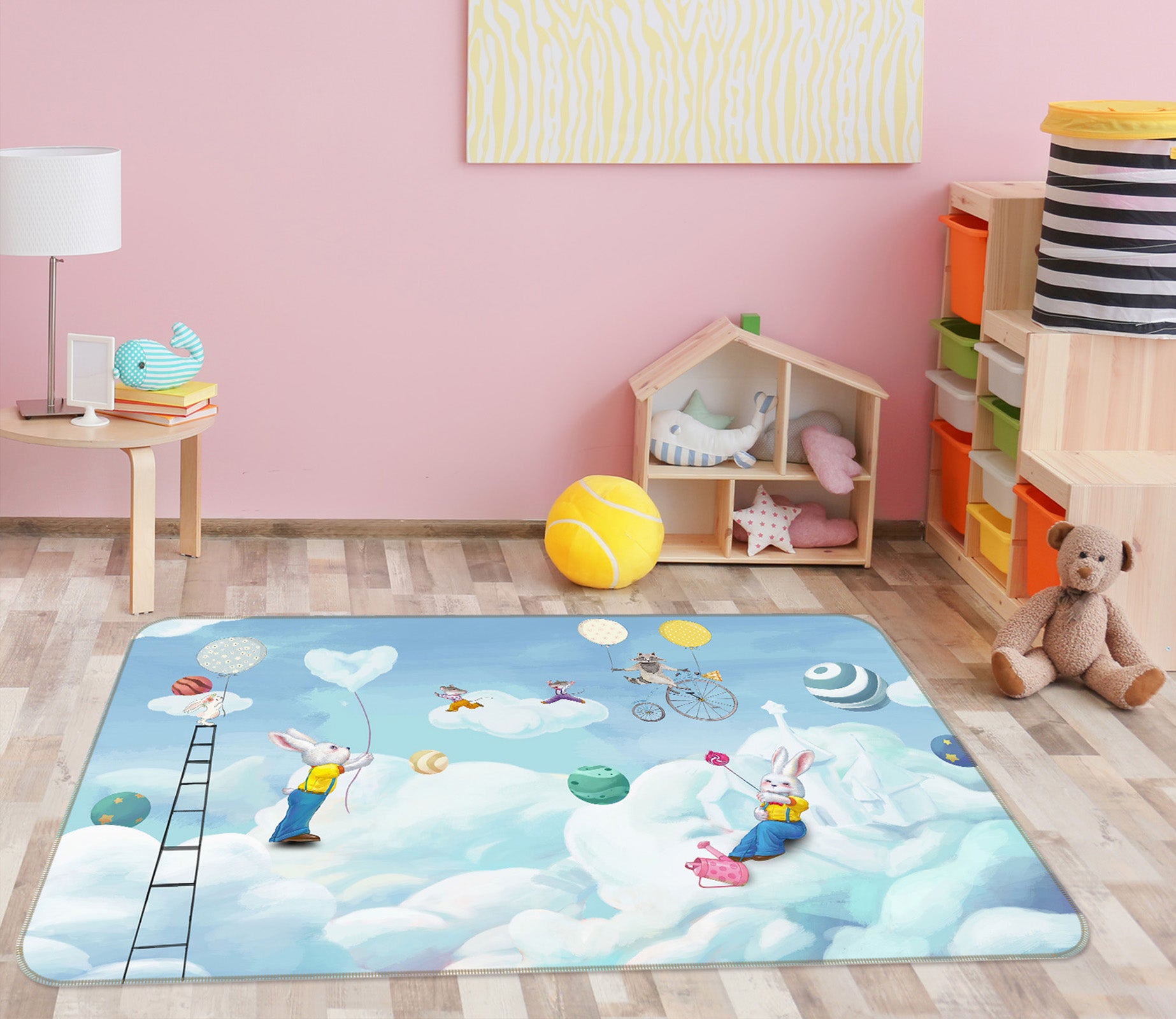 3D Rabbit Cloud 34017 Non Slip Rug Mat