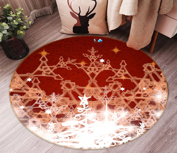 3D Snowflake 54074 Christmas Round Non Slip Rug Mat Xmas