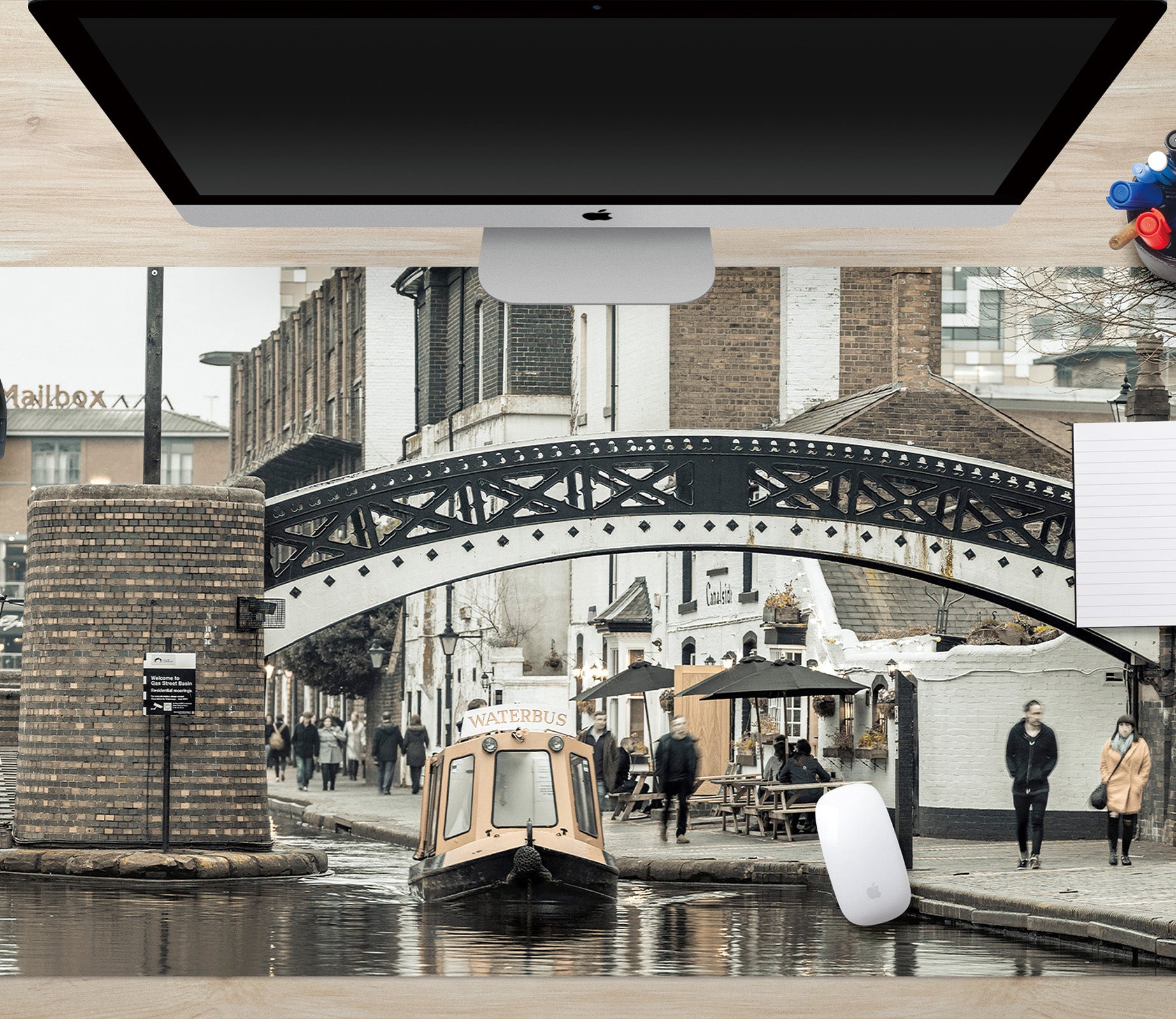 3D Small Town Bridge 7736 Assaf Frank Desk Mat