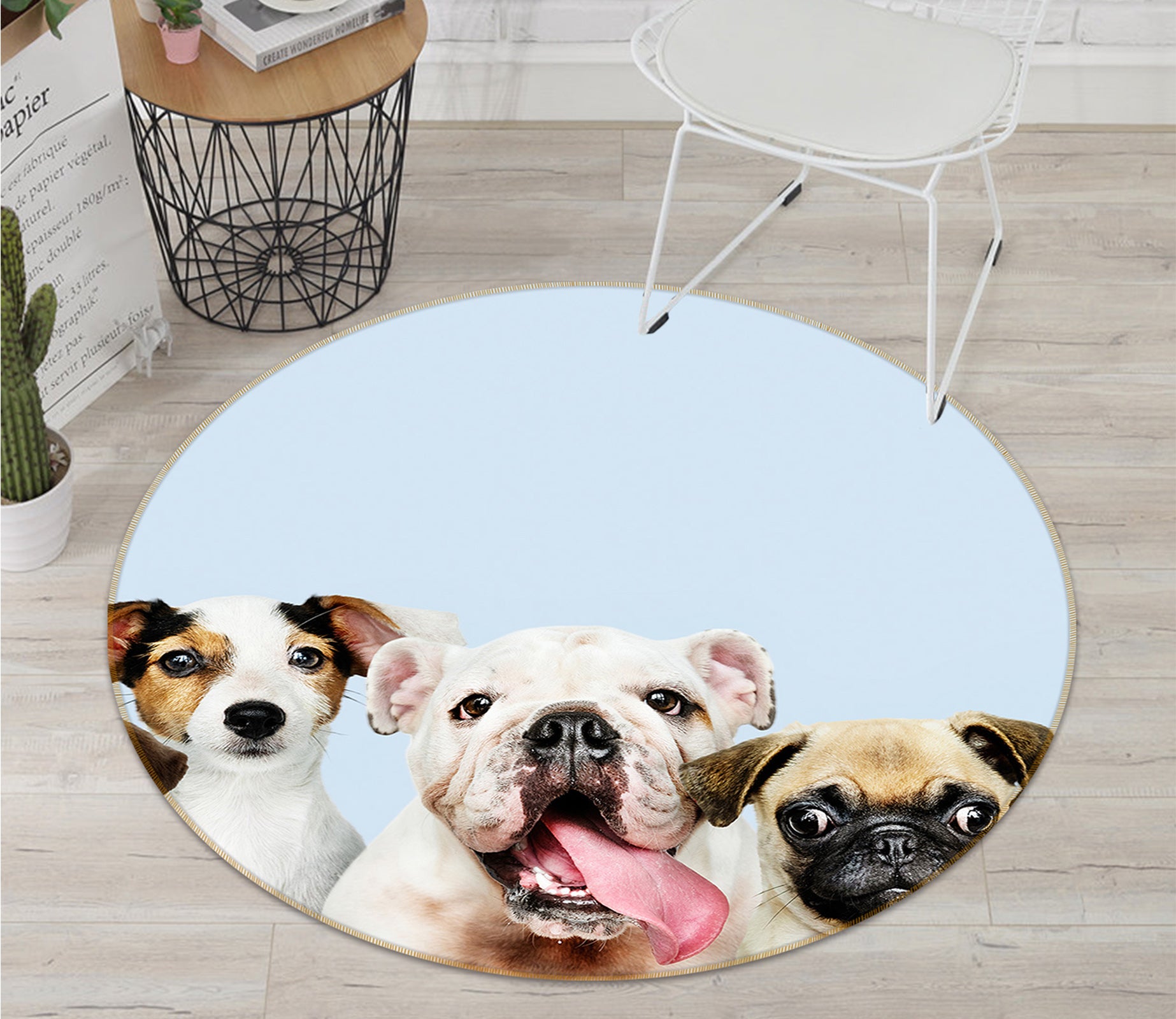 3D Dogs 82185 Animal Round Non Slip Rug Mat
