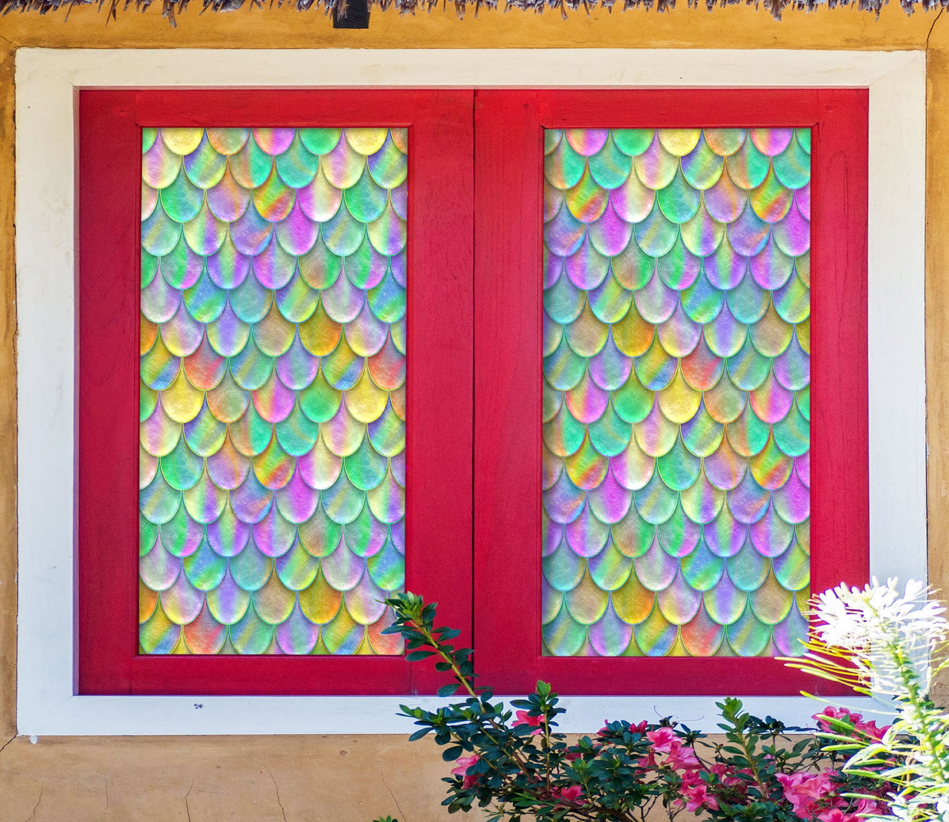 3D Color Sector 138 Window Film Print Sticker Cling Stained Glass UV Block