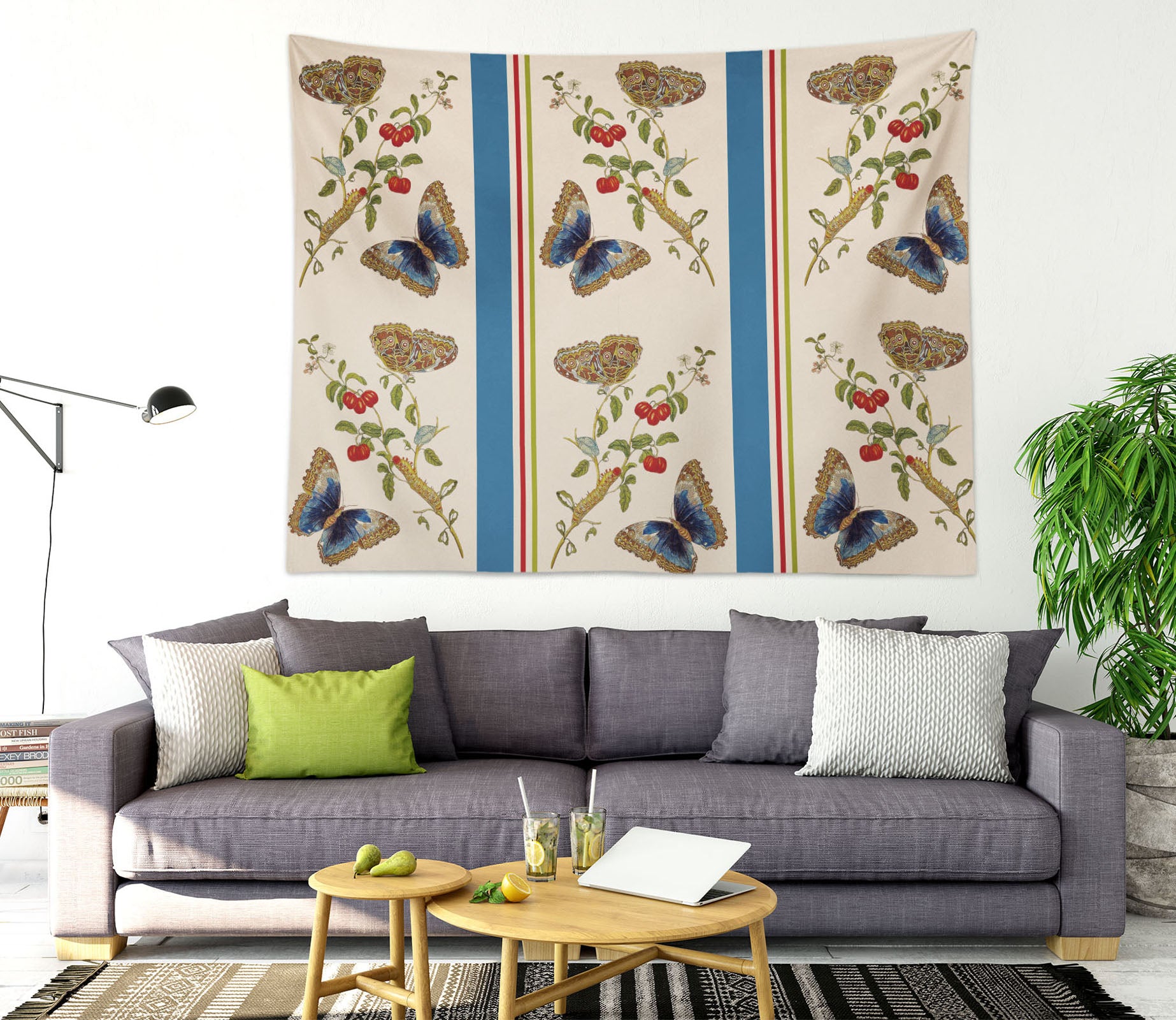 3D Blue Butterfly 5355 Uta Naumann Tapestry Hanging Cloth Hang