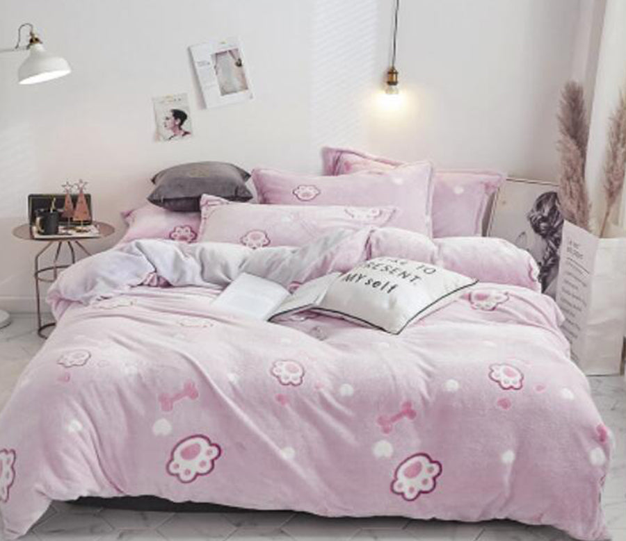 3D Pink Cat Paw 17040 Bed Pillowcases Quilt
