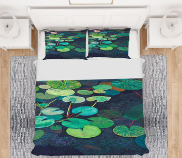 3D Green Lotus Leaf 1107 Allan P. Friedlander Bedding Bed Pillowcases Quilt Quiet Covers AJ Creativity Home 