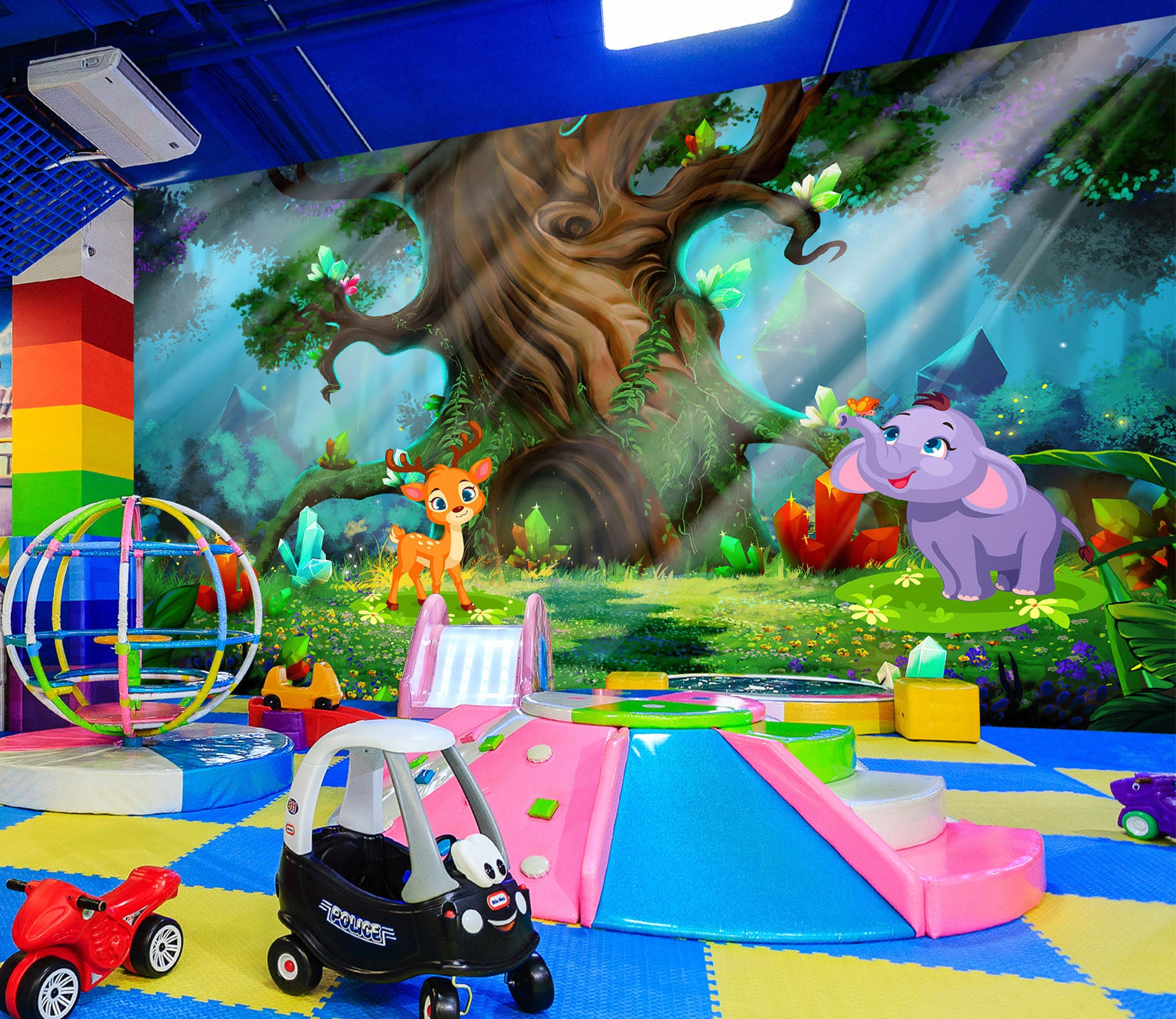 3D Big Tree Animal 1432 Indoor Play Centres Wall Murals