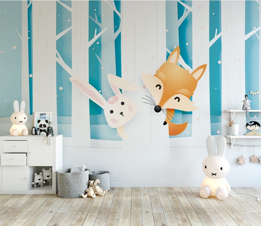 3D Fox Bunny WC040 Wall Murals Wallpaper AJ Wallpaper 2 