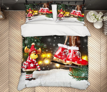 3D Sled Shoes Deer 51052 Christmas Quilt Duvet Cover Xmas Bed Pillowcases