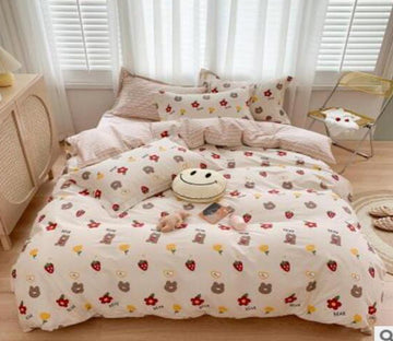 3D Bear Flower 40157 Bed Pillowcases Quilt
