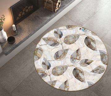 3D Grey Leaves 3582 Round Non Slip Rug Mat Mat AJ Creativity Home 