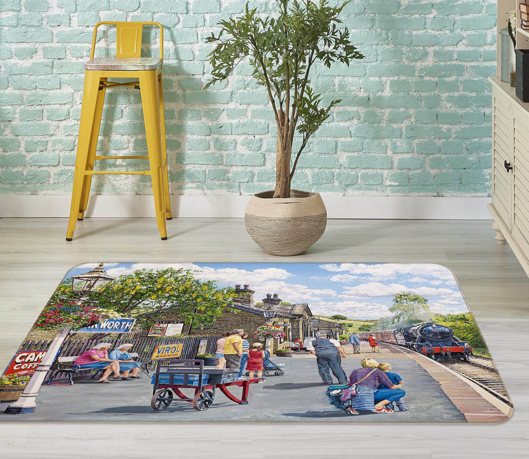 3D Oakworth Station 1091 Trevor Mitchell Rug Non Slip Rug Mat Mat AJ Creativity Home 