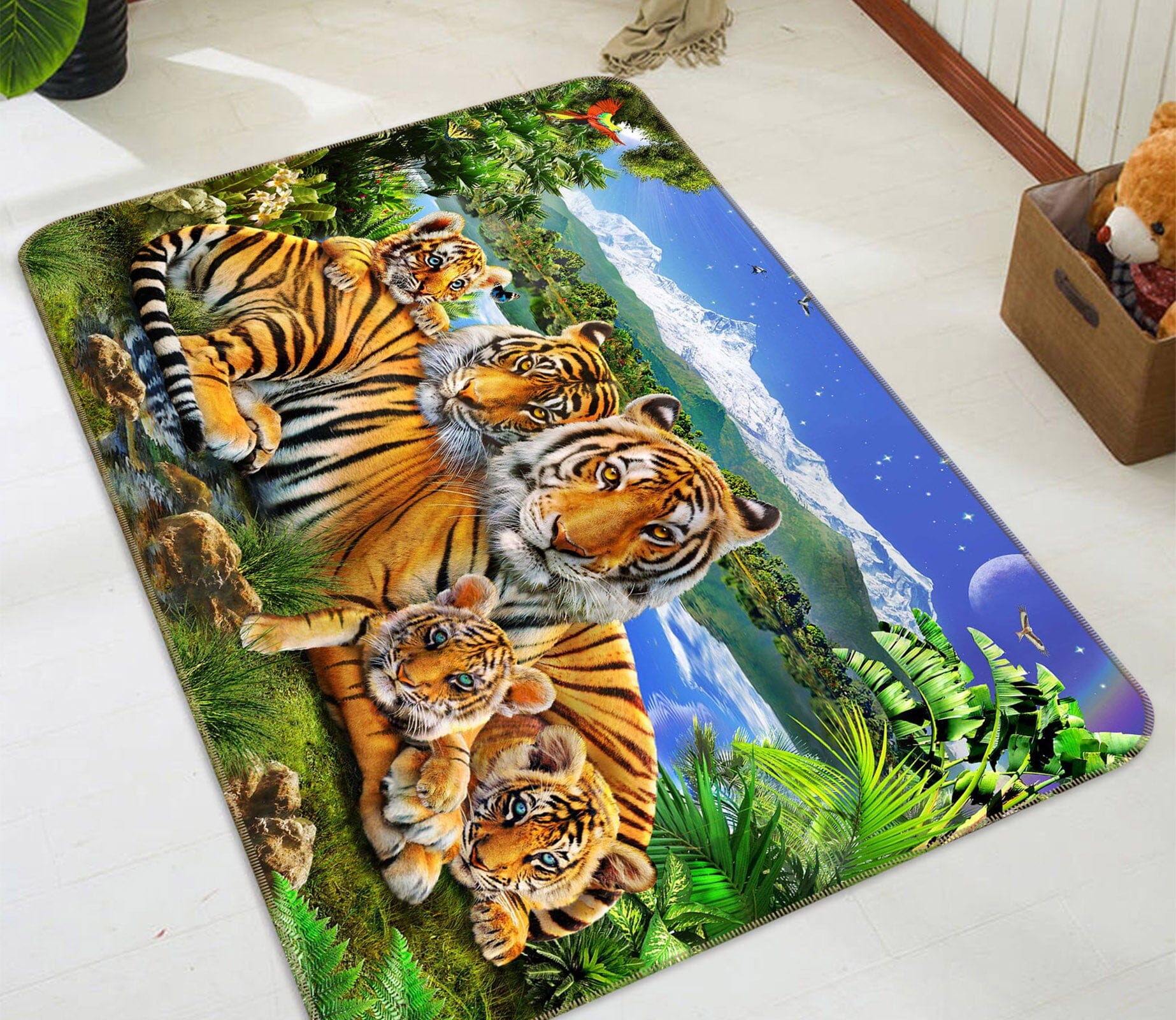 3D Loving Tigers 1067 Adrian Chesterman Rug Non Slip Rug Mat Mat AJ Creativity Home 