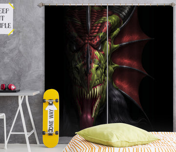 3D Dragon Head 5080 Tom Wood Curtain Curtains Drapes