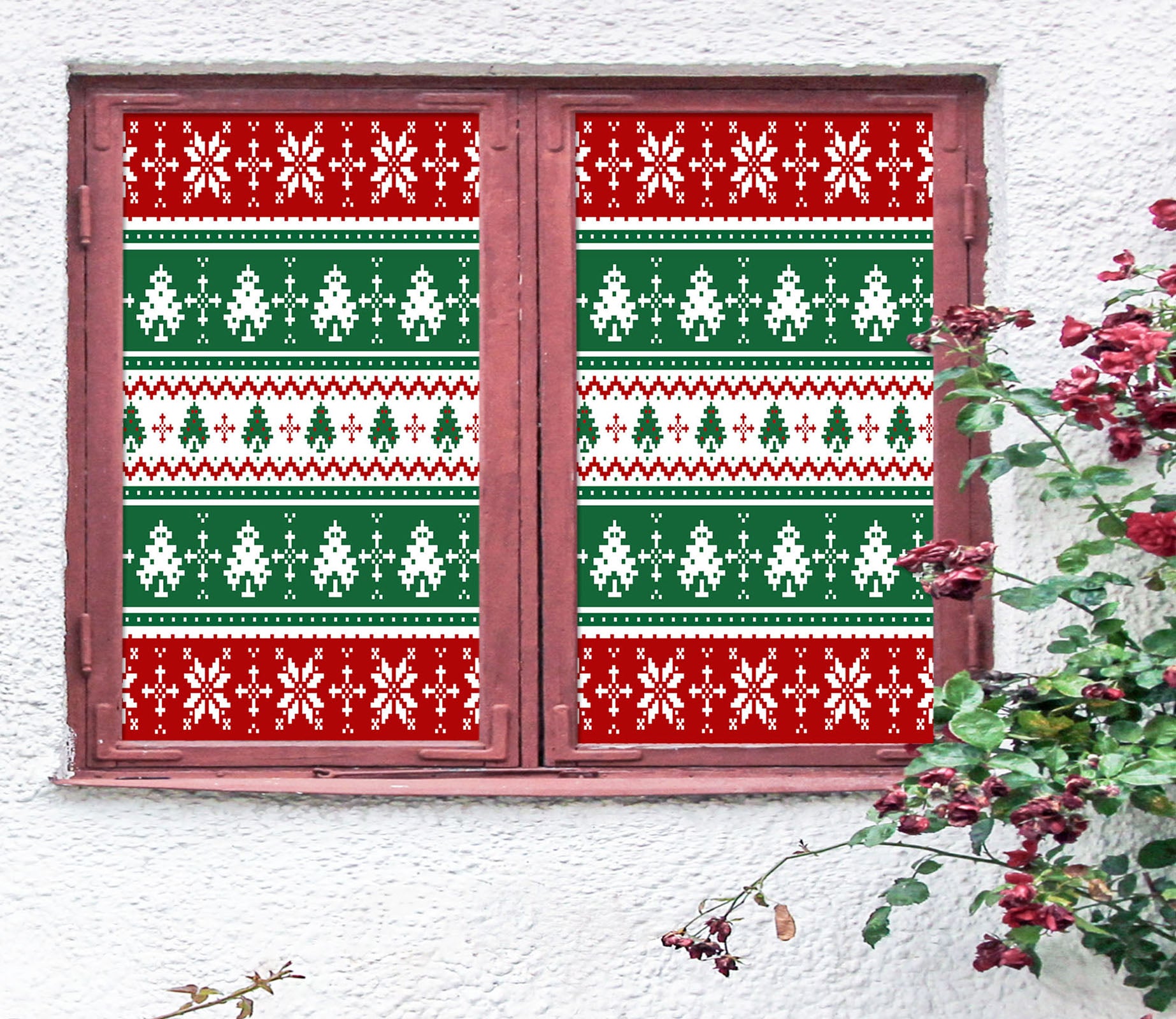 3D Christmas Tree Pattern 43160 Christmas Window Film Print Sticker Cling Stained Glass Xmas
