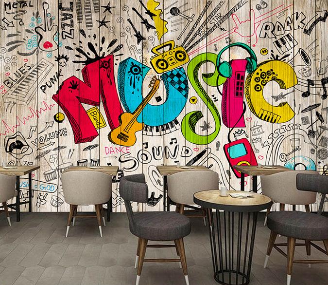 3D Music Graffiti 609 Wall Murals Wallpaper AJ Wallpaper 2 