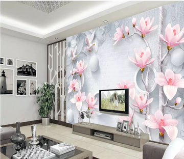 3D Pink Magnolia Flower 2072 Wall Murals
