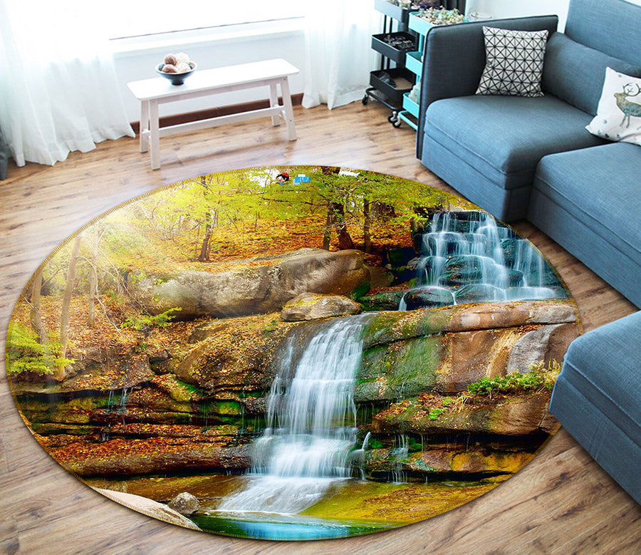 3D Waterfall 66207 Round Non Slip Rug Mat
