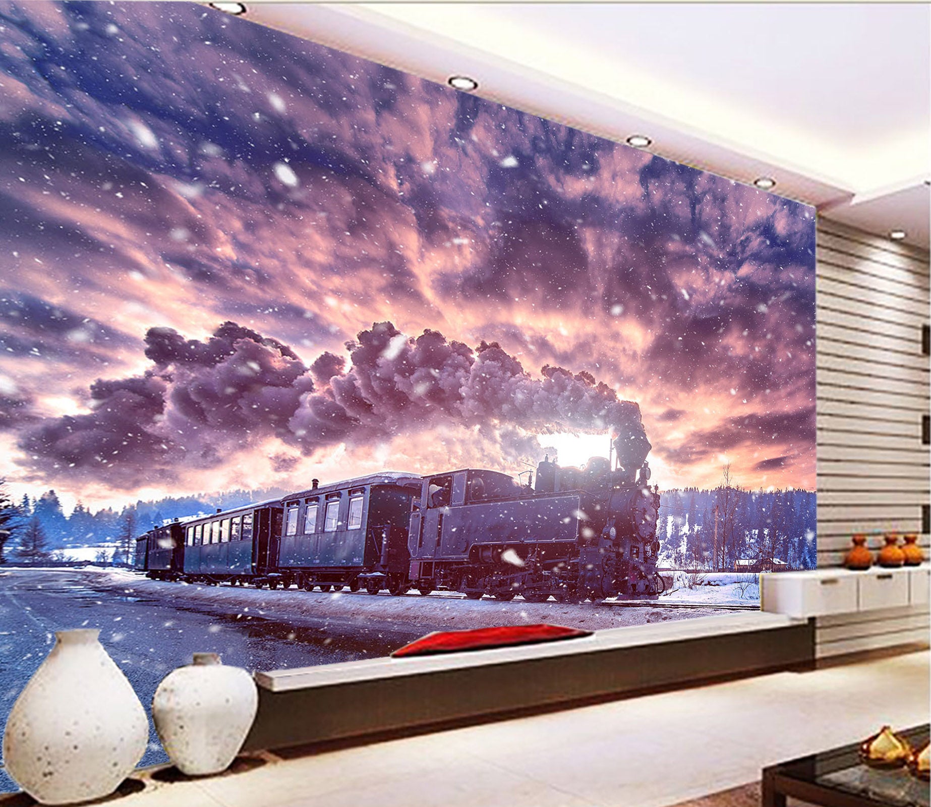 3D Vintage Train Smoke 368 Vehicle Wall Murals