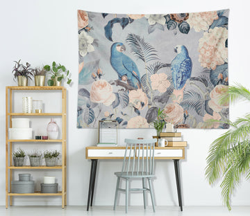 3D Blue Parrot Flowers 11858 Andrea haase Tapestry Hanging Cloth Hang
