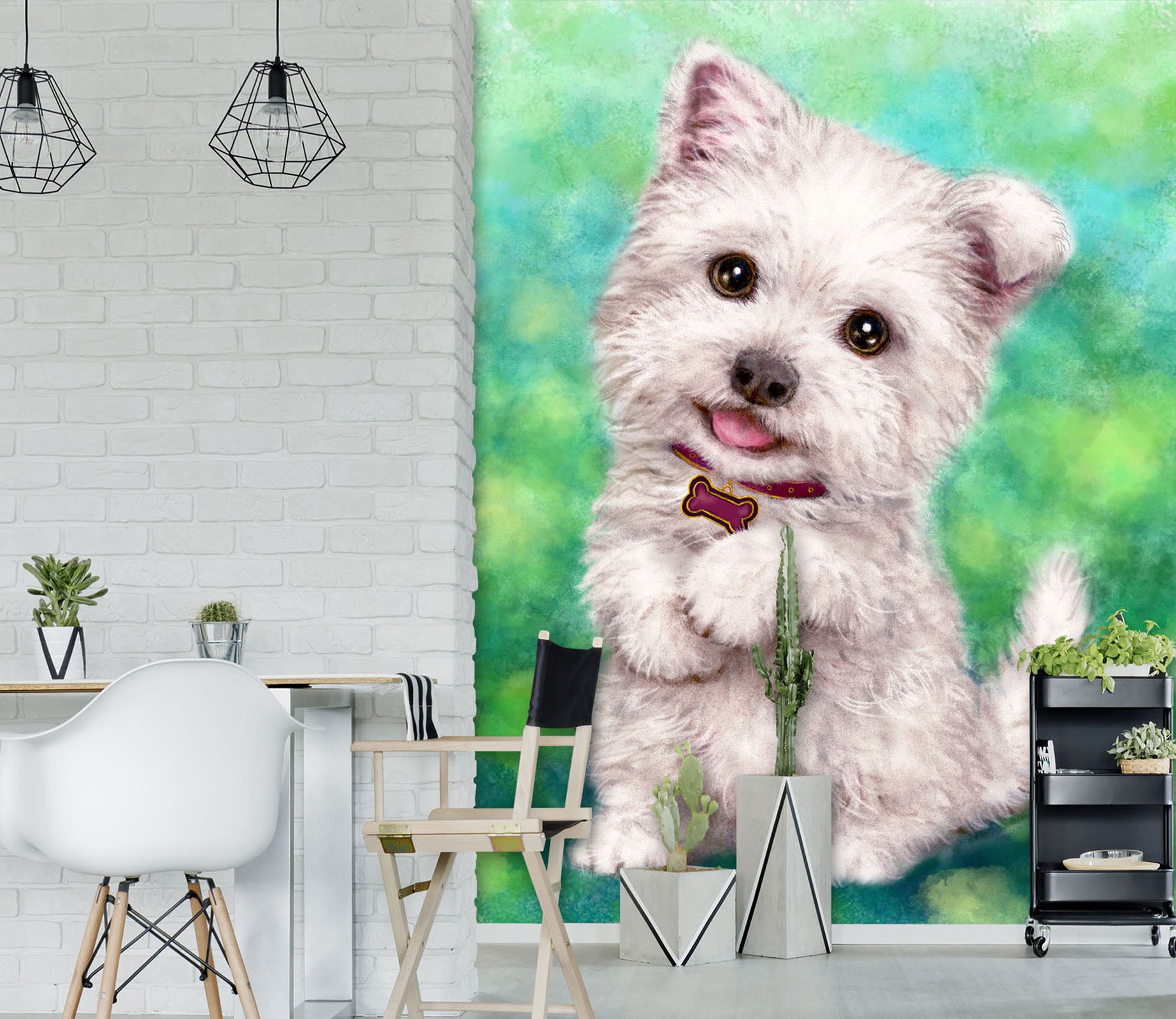 3D White Puppy 5500 Kayomi Harai Wall Mural Wall Murals