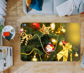 3D Golden Pendant 54238 Christmas Non Slip Rug Mat Xmas