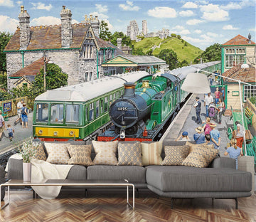 3D Corfe Castle Station 1015 Trevor Mitchell Wall Mural Wall Murals Wallpaper AJ Wallpaper 2 
