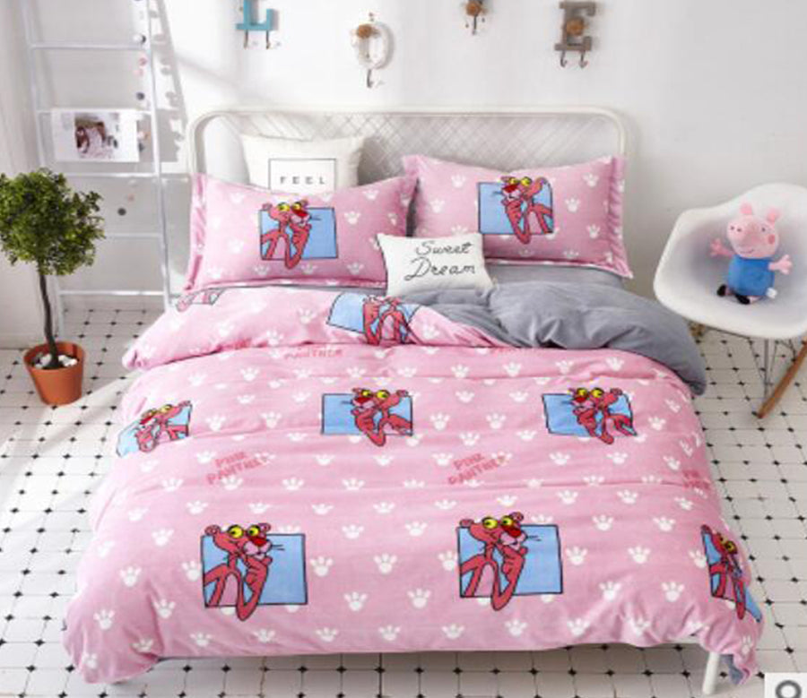 3D Pink Naughty Panther 20160 Bed Pillowcases Quilt