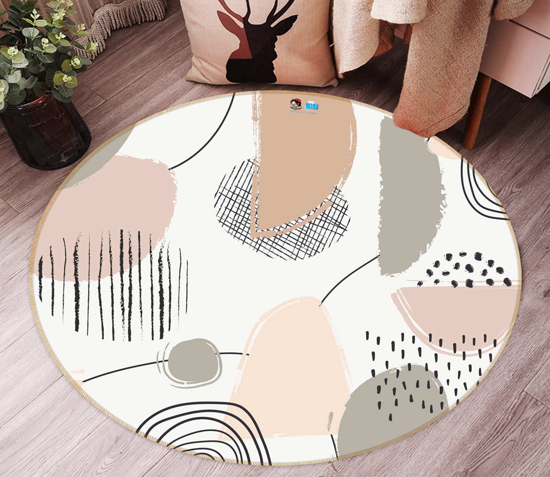 3D Pattern 81250 Round Non Slip Rug Mat
