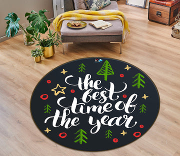 3D Color Pattern Letters 75008 Round Non Slip Rug Mat