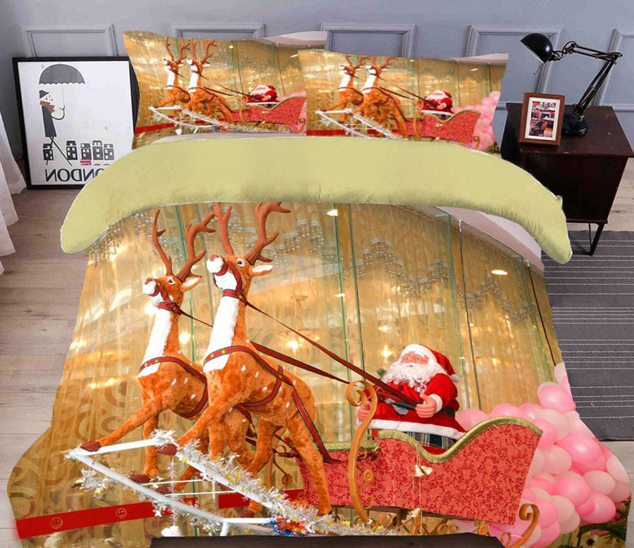 3D Santa Sleigh 45135 Christmas Quilt Duvet Cover Xmas Bed Pillowcases