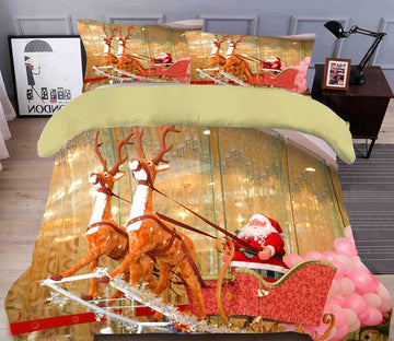 3D Santa Sleigh 45135 Christmas Quilt Duvet Cover Xmas Bed Pillowcases