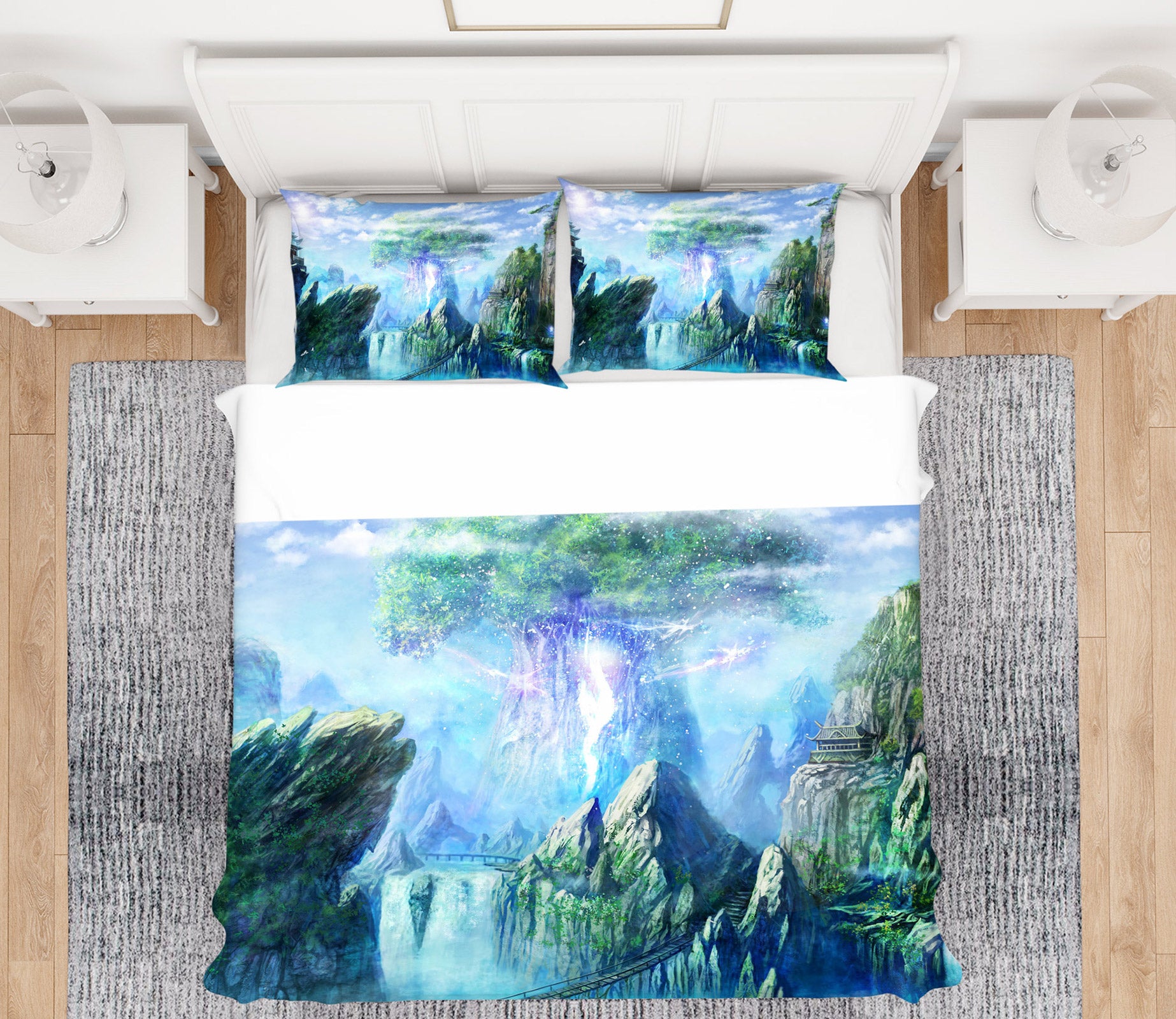 3D Mountain Big Tree 12060 Bed Pillowcases Quilt