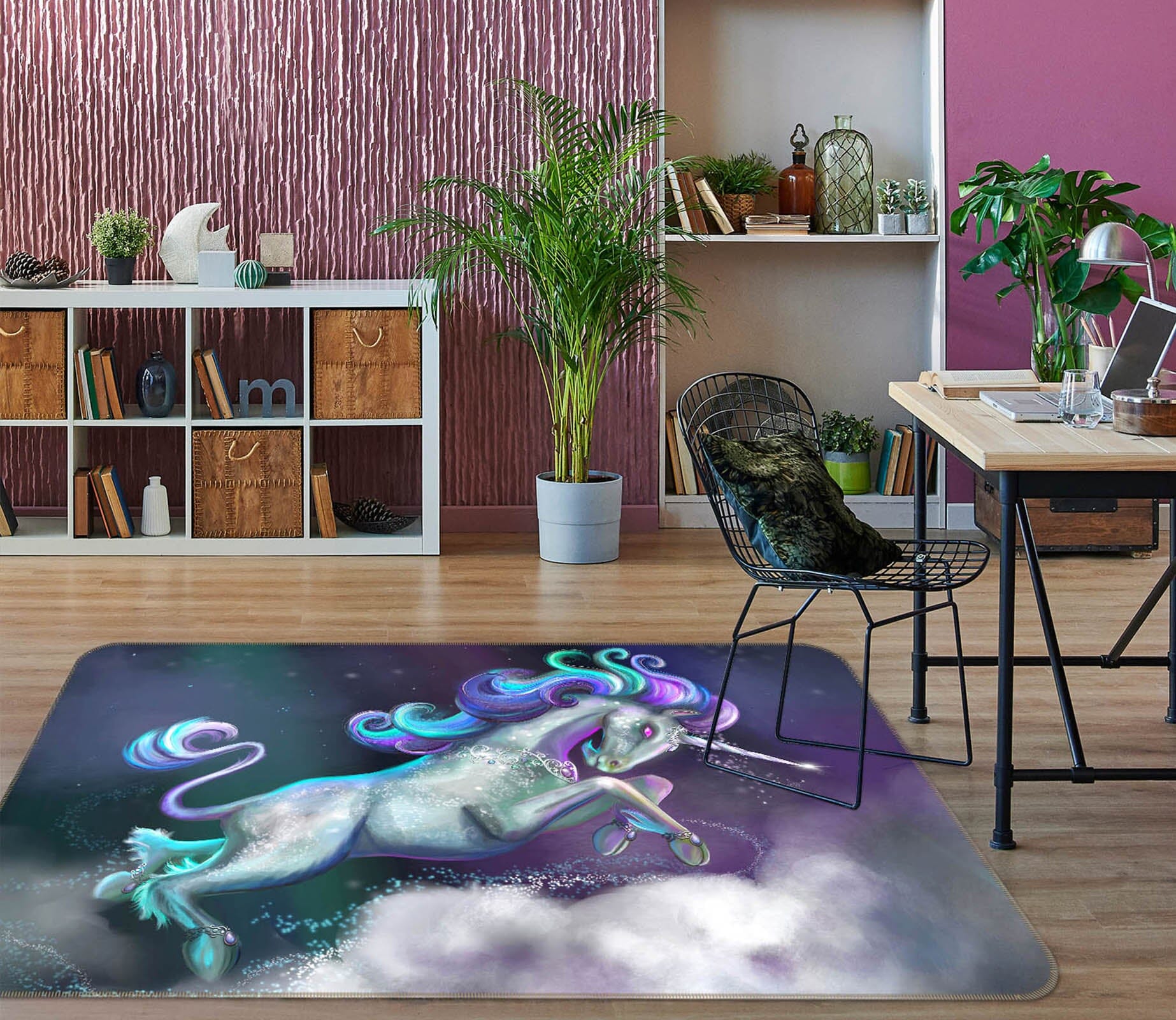 3D Cloud Unicorn 3009 Rose Catherine Khan Rug Non Slip Rug Mat Mat AJ Creativity Home 