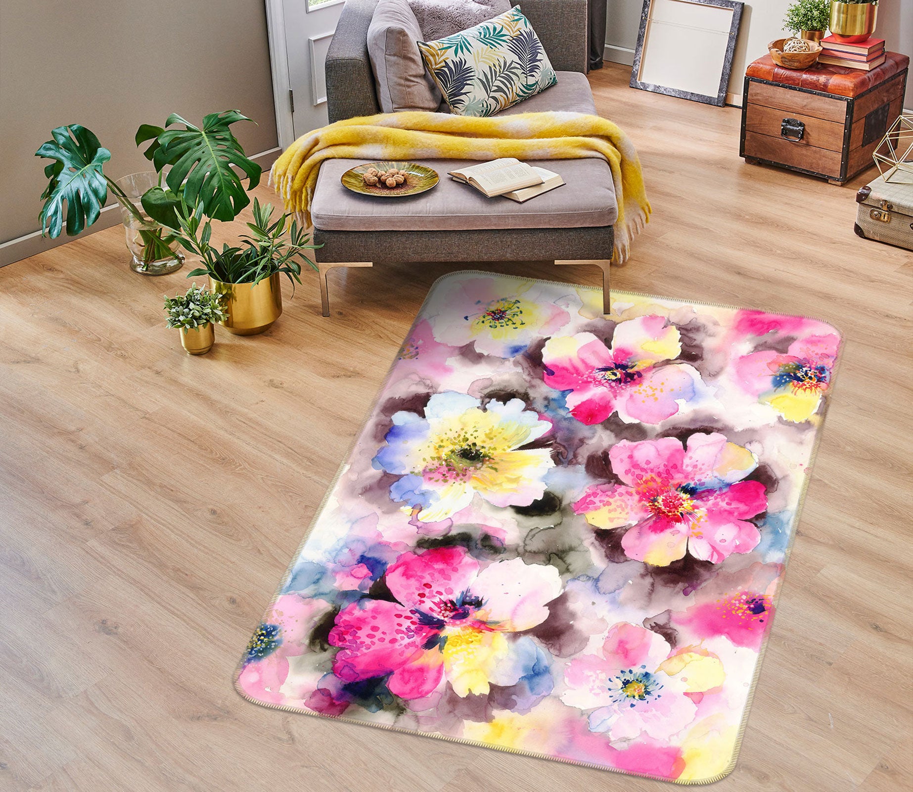 3D Flowers 27045 Non Slip Rug Mat