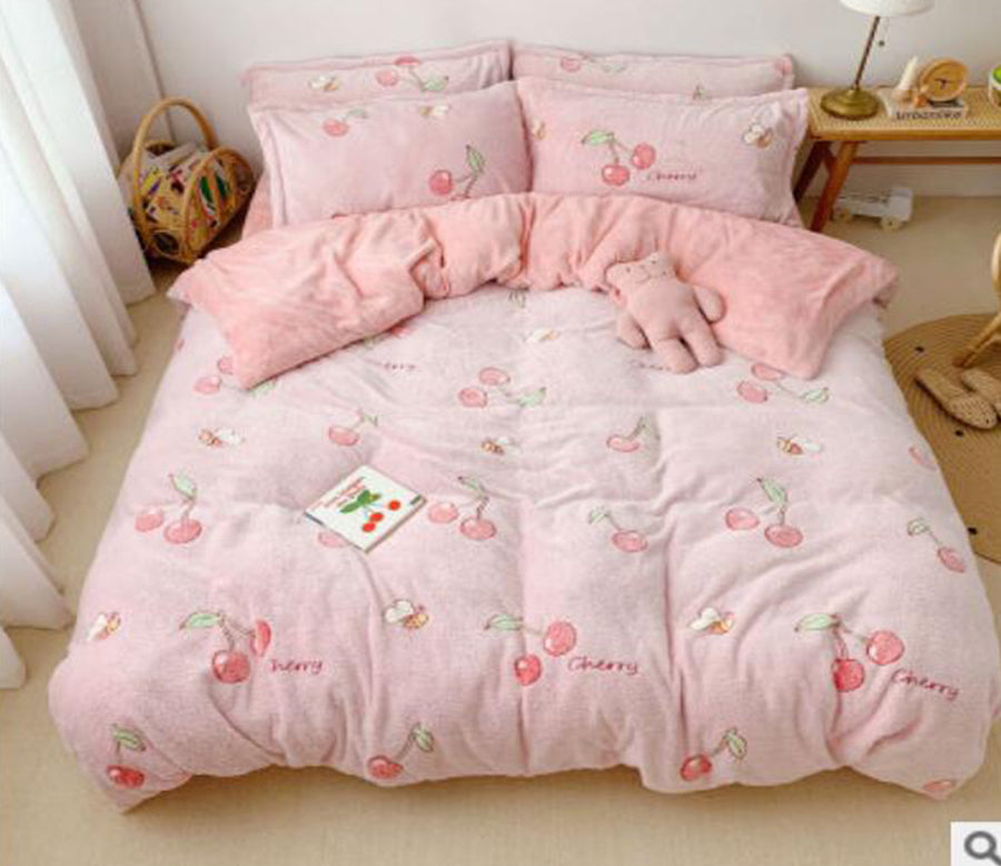 3D Pink Cherry 30133 Bed Pillowcases Quilt