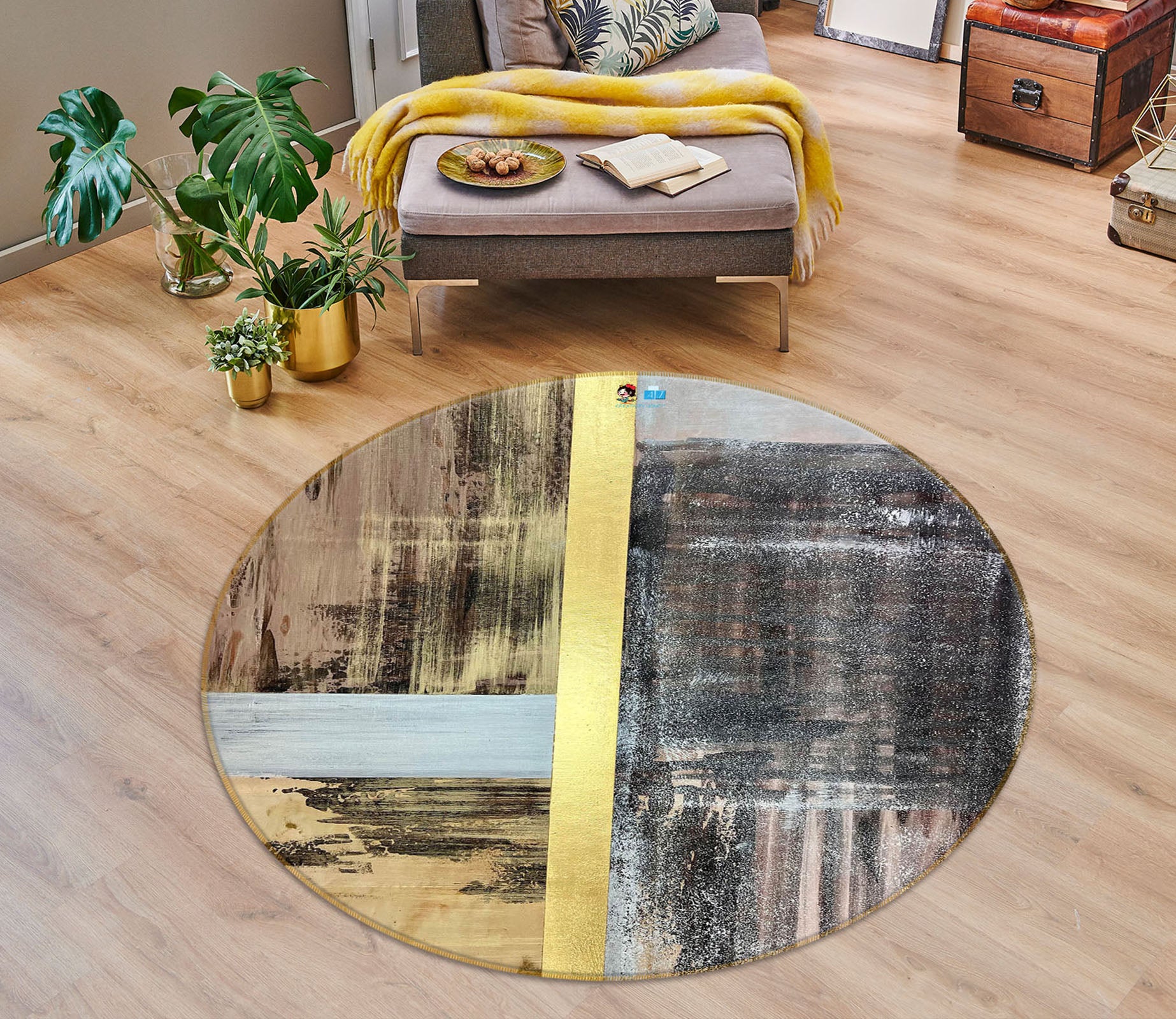 3D Vintage Paint 4056 Skromova Marina Rug Round Non Slip Rug Mat