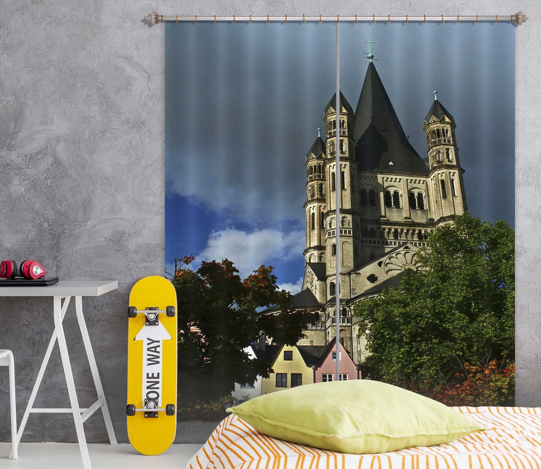 3D Hilltop Castle 053 Kathy Barefield Curtain Curtains Drapes Curtains AJ Creativity Home 