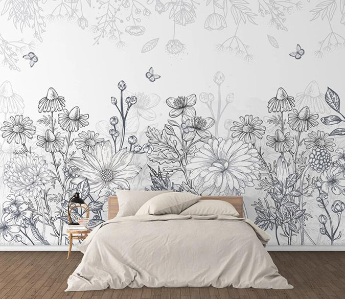 3D Flower Butterfly 1602 Wall Murals Wallpaper AJ Wallpaper 2 