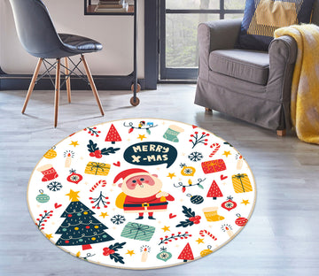 3D Christmas Pattern 74296 Round Non Slip Rug Mat