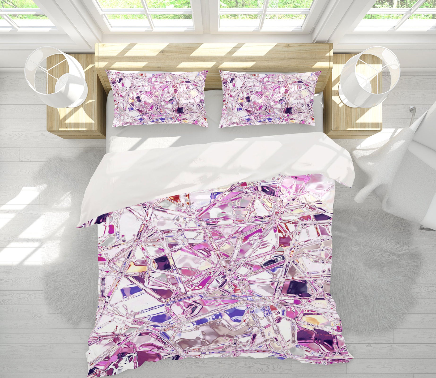 3D Purple Shards 13193 Bed Pillowcases Quilt